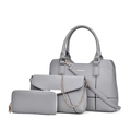 Dreiteiliges graues Handtaschen-Set mit Shopper, Umhängetasche und Reißverschluss-Geldbörse - Grau