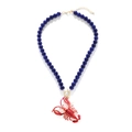 Collar artesanal de cuentas azules con colgante de langosta roja estilo náutico de verano - Cuentas Azules Langosta Roja (Multicolor)