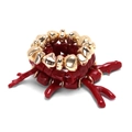 Handgefertigtes Armband-Set aus rotem Korallenharz mit goldenen unregelmäßigen Perlen - Mehrfarbig