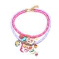 Handgefertigtes buntes Kordelhalsketten-Set mit Fisch- und Korallenanhängern für den Urlaub - Rosa und Lila Set (A)