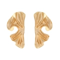 Gouden onregelmatige geometrische golvende oorbellen met vintage metalen textuur design - Goud