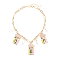 Collar de cadena dorada con colgantes de lápices de colores y perlas de imitación - Estilo de Perlas de Lápiz de Colores (Collar A)