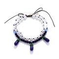 Collana a doppio strato con perle finte bianche e pendenti melanzana viola - Colorato