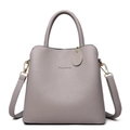 Borsa a tracolla classica in ecopelle grigia con finiture dorate e tracolla regolabile - Grigio
