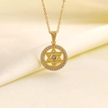 Collana dorata con pendente a stella traforato e cristalli luminosi su seta fine - Stella di David Dorata