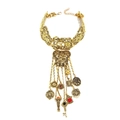 Vintage barokke halsketting met munt- en sleutelhanger in antiek goudlook voor dames - Antiek Goud