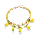 Handgefertigte Perlenhalskette mit Bananenanhängern und bunten Blumen für den Sommer - Bunt