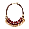 Collier multicouche géométrique en résine et chaîne dorée avec détail de corde tissée - Multicolore