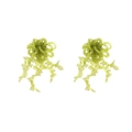Bohemian lime green handmade beaded tassel earrings with floral cluster design and hanging strands - Green