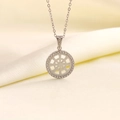 Collana d'argento con ciondolo a cerchio traforato e zirconi in stile vintage - Ruota del Dharma Argentata Zirconia