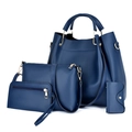 Ensemble de 4 sacs à main bleu marine pour femme avec cabas et sacoche à détails dorés - Set de 4 pièces / Bleu