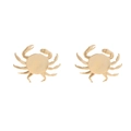 Chic golden alloy crab stud earrings featuring a polished finish and lifelike animal details - Gold