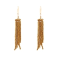 Exquisite long crystal tassel earrings with faceted golden beads for women fashion - Gold