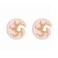 Exquisite conch-shaped enamel earrings with champagne pink finish and central pearl inlay - Champagne Pink White (Pair)