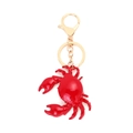 Creative red crab keychain with golden ring and lobster clasp on white background - Red Crab (A)