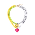Collar bohemio de doble capa con cuentas de colores y colgantes de corazón de esmalte - Multicolor (A)