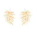 Detailed close-up of golden hollowed-out monstera leaf earrings with a smooth metallic finish - Gold