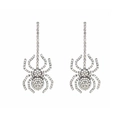 Gothic silver spider drop earrings with sparkling rhinestones for Halloween fashion - Silver (A)