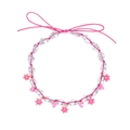 Collar de cuentas rosas hecho a mano con colgantes de corazón y lazo bohemio - Rosa(A)