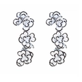 Statement black and white triple layered floral drop earrings with retro enamel outlines - Black and White (Main Color)
