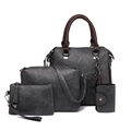 Set di 4 borse grigio scuro con borsa a mano, tracolla e pochette coordinate con nappe - Grigio
