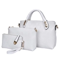 Chic white three-piece set with crossbody and handbag featuring embossed texture - White