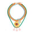 Drielaagse kleurrijke touwketting met zonnebloem en blauwe vlinder hangers - Kleurrijk