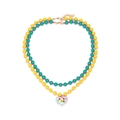 Collana a doppio strato con perline colorate e ciondolo a cuore con fragola - Multicolore