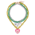 Multi-layer beaded necklace with heart pendants and green gradient beads for women - Multicolor