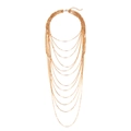 Chic multi-strand gold fringe necklace with layered metallic waterfall chains - Gold