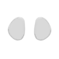 Macro view of minimalist irregular pebble shaped silver stud earrings with mirror finish - Silver