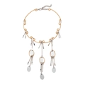 Statement multi-layer gold and silver fringe necklace with geometric metal charms - Gold and Silver Color (A)