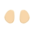 Vintage irregular golden metal earrings with organic pebble shape and polished finish - Gold