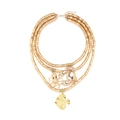 Collier bohème multicouche en perles dorées avec pendentifs poulpe, crabe et poisson - Doré