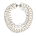 Bohemian multi-layer handmade beaded necklace with cascading white and black acrylic beads - Black White Transparent Layered Beaded Style (A)