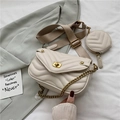 Off-white quilted crossbody bag with golden twist lock and matching round coin purse - White