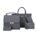 Ensemble de 5 sacs à main gris foncé en nubuck avec coutures faites à la main - Gris