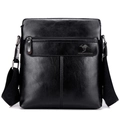 Bolso bandolera negro para hombre en cuero granulado con correa ajustable - Negro