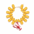 Summer ocean style beaded necklace featuring yellow teardrop beads and a red crayfish pendant - Yellow