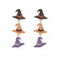 Boucles d'oreilles chapeaux de sorcière à paillettes avec émail dégradé et cristaux - Mélange Noir Orange Violet