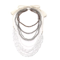 Collana bohémien multistrato con perline bianche e nappine a cascata artigianale - Stile a Cascata Multistrato Bianco (xl250820-0676)