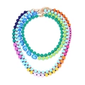 Collier multicouche de perles colorées en dégradé avec fermoir mousqueton doré élégant - Multicolore