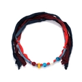 Handgefertigte Batik-Stoffkette mit bunten Glasperlen und verstellbarer Kordel für Damen - Mehrfarbiger Boho-Stil (A)