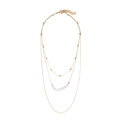 Collier multi-rangs doré avec perles mauves et chaînes en cascade style bohème chic - Or (Couleur Principale)