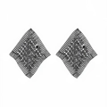 Orecchini geometrici a rombo con paillettes nere e nappe in rete metallica alla moda - Canna di fucile