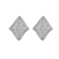 Orecchini geometrici in metallo argento con paillettes e motivo a rete a rombi - Argento