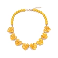 Collana con fiori in smalto giallo, bordi dorati e perline per set di gioielli estivi - Giallo