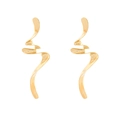 Pendientes vintage en espiral con forma de rayo dorado y acabado metálico pulido en blanco - Dorado
