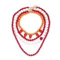 Collier à plusieurs rangs avec perles et pendentifs fraises rouges et fermoir réglable - Collier de Perles Multicouche Fraise Rouge Blanc Orange