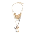 Collana multistrato bohémien vintage con paillettes dorate e tre chiavi metalliche - Multicolore